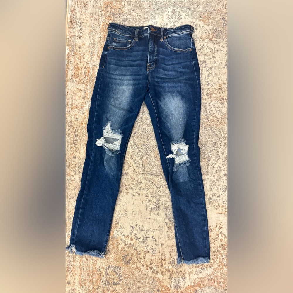 Distressed Dark Blue Skinny Jeans